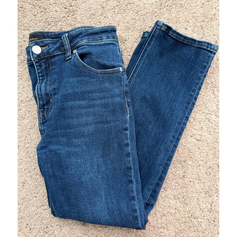 Quince Stretch Mid Rise Slim Straight Jeans Dark Wash 29 x 26 W-PNT-117